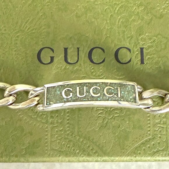 GUCCI turquoise plate Silver bracelet SLV bracelet, 678712, size 18 - Picture 4 of 14